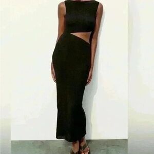 NWT ZARA textured cut out Midi dress
